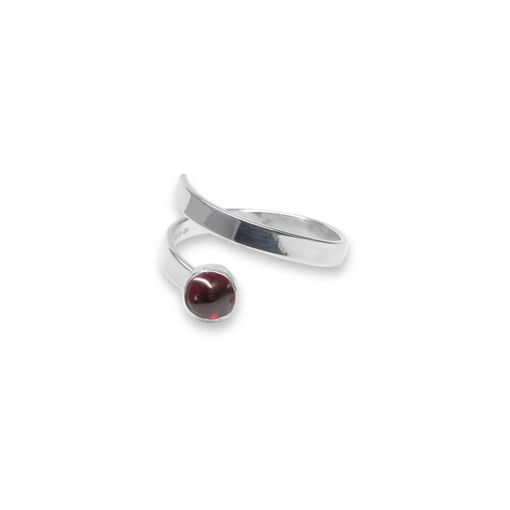 sterling silver and 5mm Garnet ring